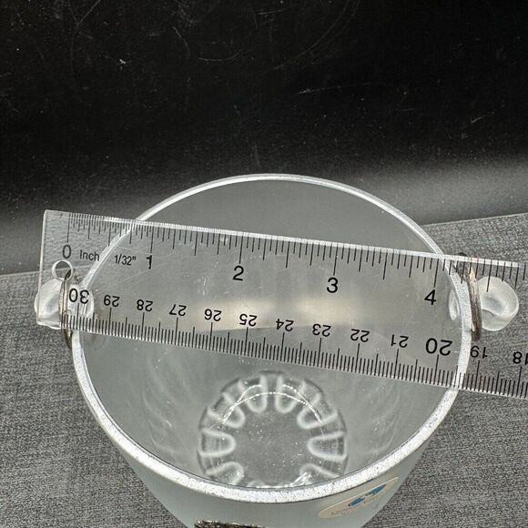 Arte Murano Silvestri Ice Bucket Frosted Glass Metal Rose Pattern Italy Vintage - Picture 15 of 16